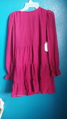 New Altar'd State Long Sleeve Lined Dress Sz XS Burgundy